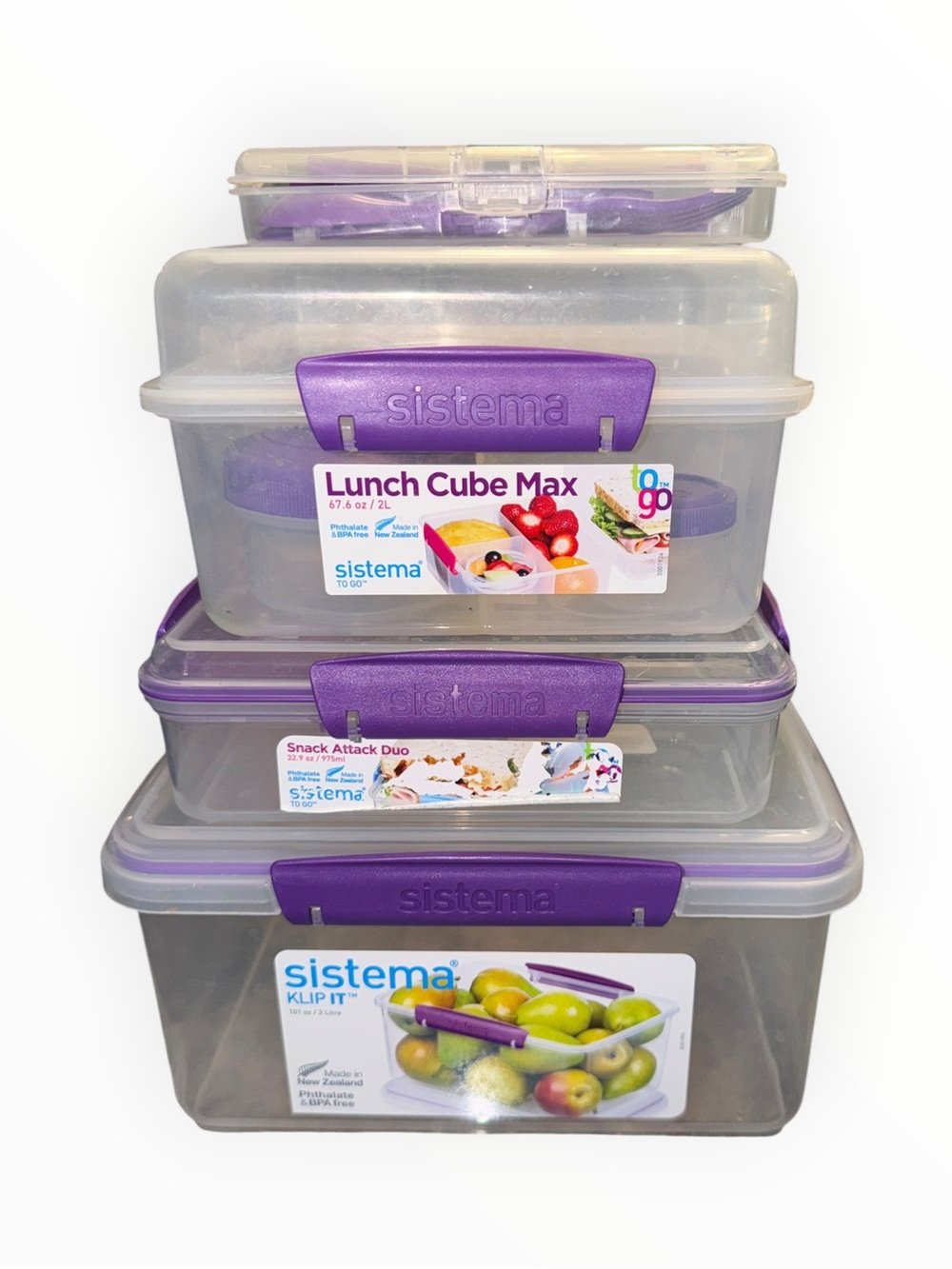 Sistema Purple Clip-Lock Food Storage Container Set - 4 Piece